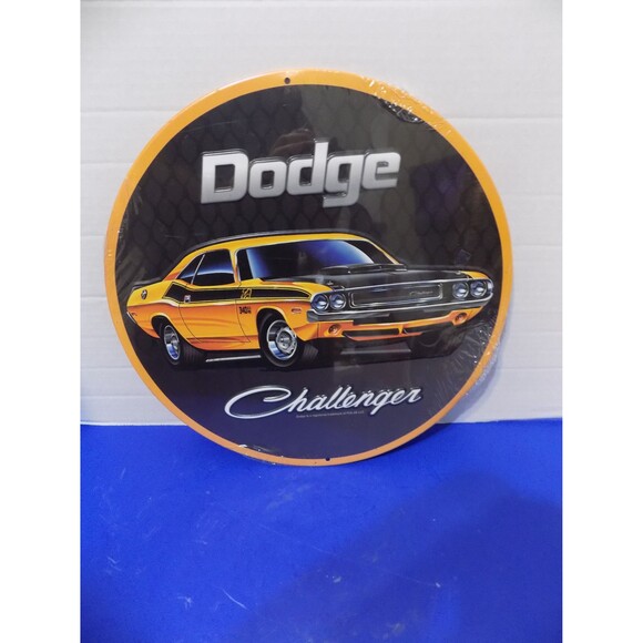 NEW DODGE Challenger Metal Sign Mancave Garage NEW tin 12" round embossed sealed - Picture 3 of 5
